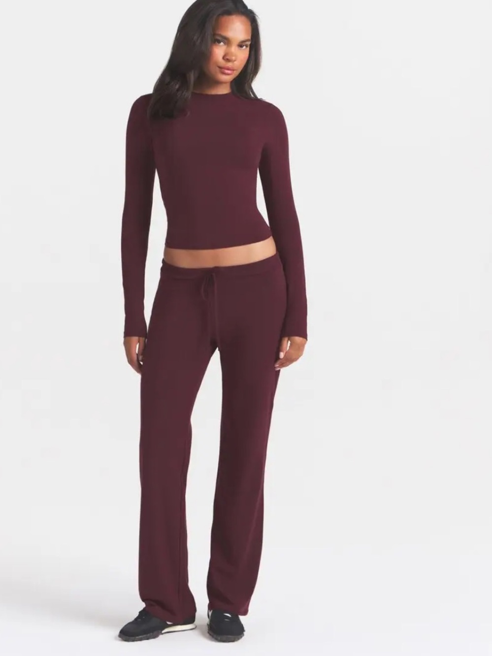 SKIMS NWT Cotton Jersey Straight Leg Pant - Deep Berry